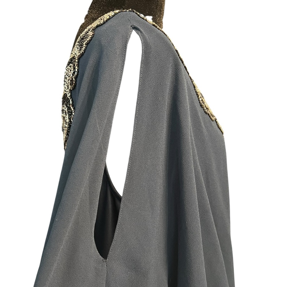 JKARA Navy Petite Beaded Cocktail Dress Womens 16P - Picture 2 of 7